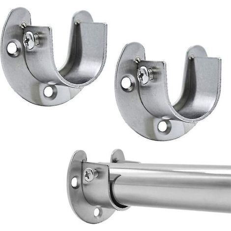 Lot de 2 supports de tringle à rideaux en acier inoxydable, en forme de U avec bride ouverte et vis, pour rideau de douche - 25 mm (1/5)