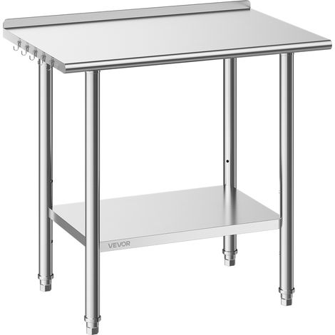 VEVOR Table de Travail Cuisine Professionnelle, Table Centrale Inox 91,5x61 cm 2 Niveaux, pour Preparation CHR Cafe Hotel Restaurant Boulangerie, Poste de Travail en Acier Inoxydable avec Dosseret (1/5)
