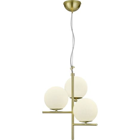 Suspensión 3 Luces Bolas Cristal Latón Blanco Ø40 cm Pure Trio Lighting (1/3)