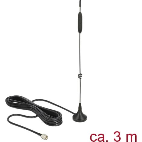Delock Antena LTE / GSM / UMTS macho SMA 5 dBi omnidireccional con base magnÃ©tica y cable de conexiÃ³n (RG-174, 3 m) para exteriores negro