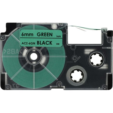 vhbw Label Tape Replacement for Casio XR-6GN, XR-6GN1 for Label Printer 6mm Black on Green (1/4)