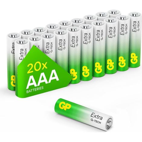 Piles AAA Lot de 20 - Batteries LR03 Alcalines 1,5V - GP Extra (1/5)