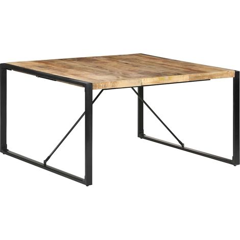 vidaXL Table à manger 140x140x75 cm Bois de manguier brut (1/5)