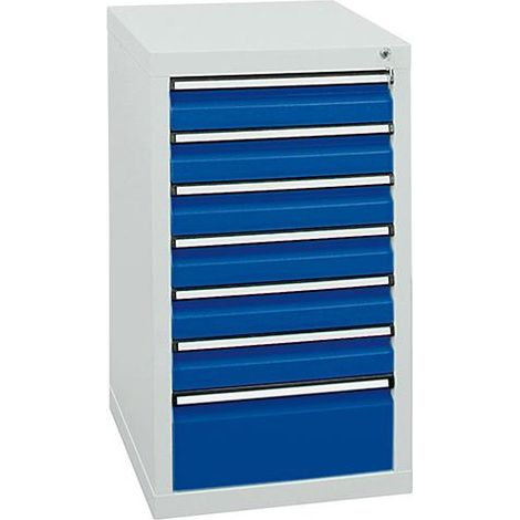 Stumpf Schubladenschrank Serie STS 410, 7 Schubladen enzianblau (6x100, 1x200mm) (1/5)