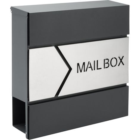 Cassetta postale acciaio antracide-argento 37x11x36,5cm (1/5)