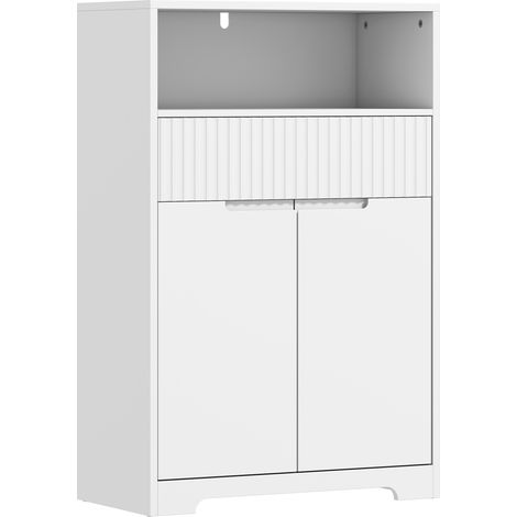 Meuble de salle de bain étroit avec étagère réglable 60 x 30 x 91,5 cm Blanc (1/5)