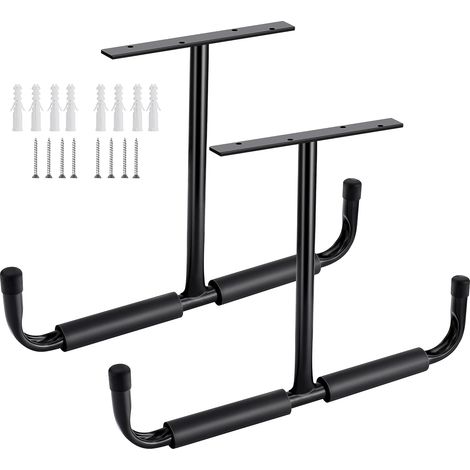 (2 Paquets, Noir)Crochet de rangement de plafond de garage en acier, support de rangement robuste pour bois suspendu, vélos, outils, bois, système de rangement robuste (1/5)