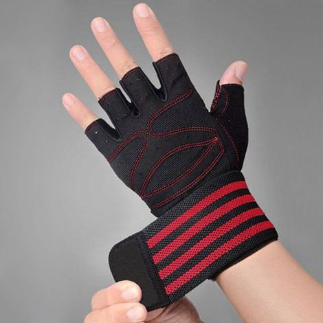 Elastique musculation,WePackage-Gants de levage avec support de poignet pour hommes et femmes- Red gym gloves-L