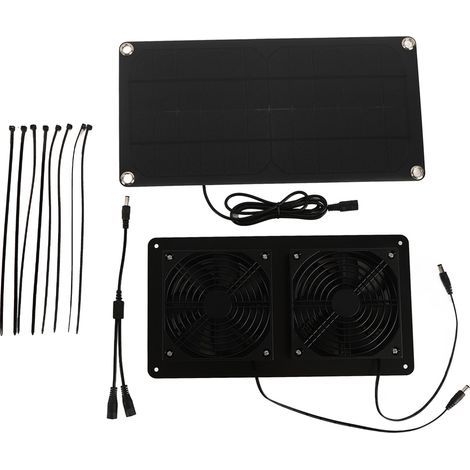12V 20W Solar-Lüfterset mit monokristallinem Silizium, 3W Doppellüfter für Auto und Gewächshaus (1/5)