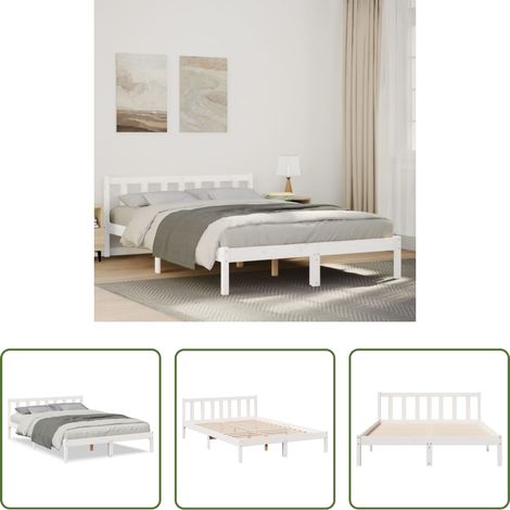 Cadre de lit - Cadre de lit extra long sans matelas 160x220 cm bois massif pin (1/5)