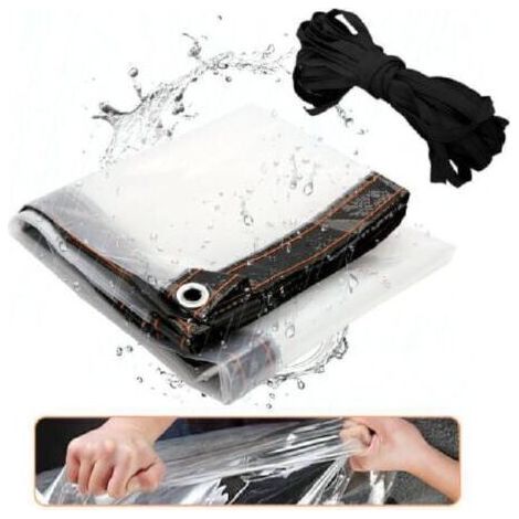 Bâche Transparente Bâche armée translucide Bâche de Protection Imperméable avec Oeillets 3x6m (1/5)