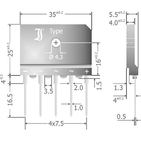 TRU COMPONENTS TC-DBI25-16A Brückengleichrichter SIL-5 1600 V 25 A Dreiphasig