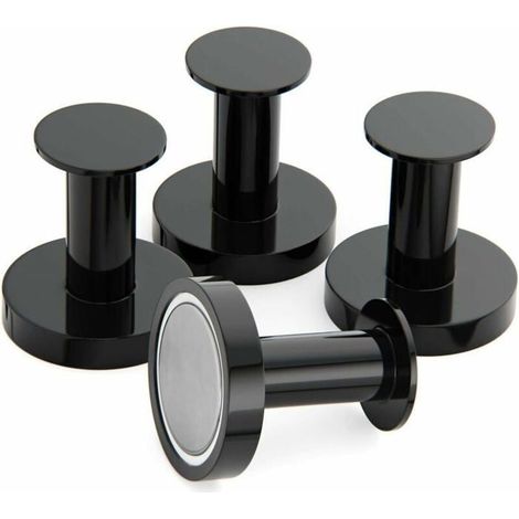 Porte Manteaux Aimantés pour Accrocher Manteaux et Sacs, 4 Crochets Muraux Noirs Extrêmement Solides, Porte Manteaux pour Porte (1/5)