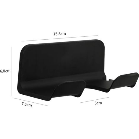 Support mural pour sèche-cheveux (noir) - Nouveau support universel non perforé pour sèche-cheveux - Support de rangement auto-adhésif pour salle de bain (1/5)