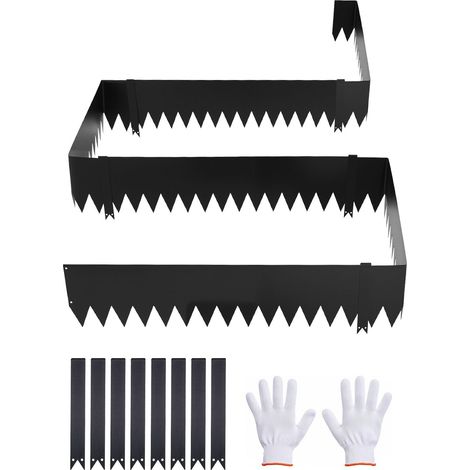 Bordure de jardin acier galvanisé, pack de 6,1016 x 254 mm, métal robuste pour plates-bandes et allées, noir avec 8 clips de (1/5)