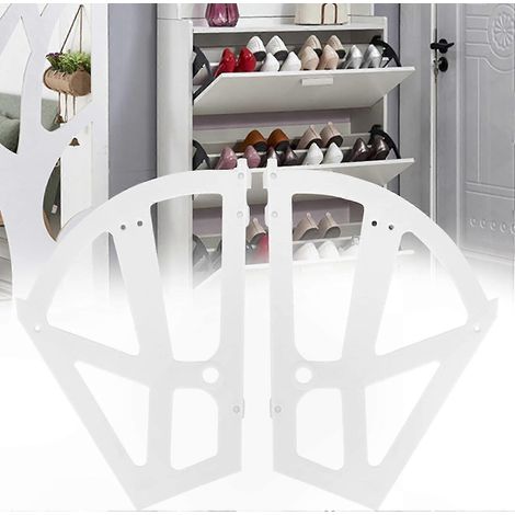 Support mural blanc : 2 pinces de fixation en plastique pour armoire, support de rangement chaussures à double étage, design ajouré simple pour housse de matelas avec zip (1/5)
