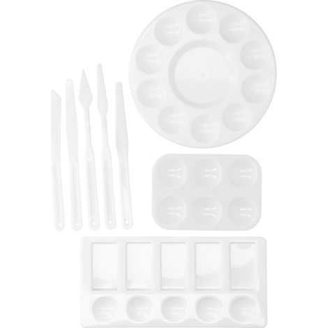 Ensemble de 8 palettes à gratter en plastique pour peinture, faciles à nettoyer et réutilisables, pour le dessin à l'aquarelle. (1/5)