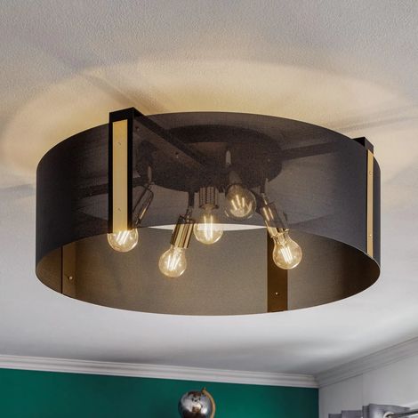 [NEUWERTIG] B-Ware Euluna Deckenleuchte Lampe Etro Beleuchtung Schwarz Gold Stahl ø 70 Cm E27 Led