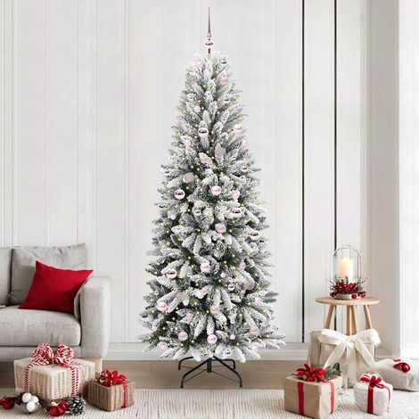 Künstlicher Weihnachtsbaum mit 300 LEDs mit Ständer Weiß 210 cm