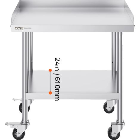 Table de travail, acier inoxydable, design mobile, 24 x 28 in (1/2)