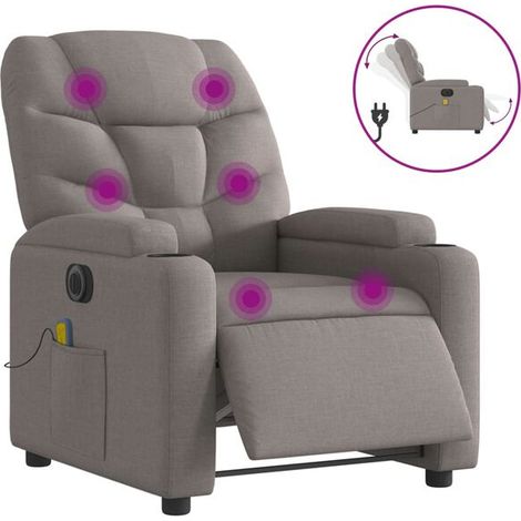 Fauteuil de massage électrique inclinable en tissu brun grisâtre (1/5)