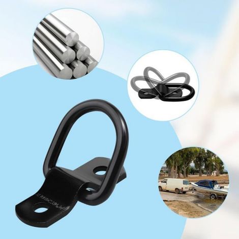 Anneaux D - Fixation Métal Antirouille - Pour Remorque Camion Bateau Kayak - Lot de 6 avec Vis M6 (1/4)