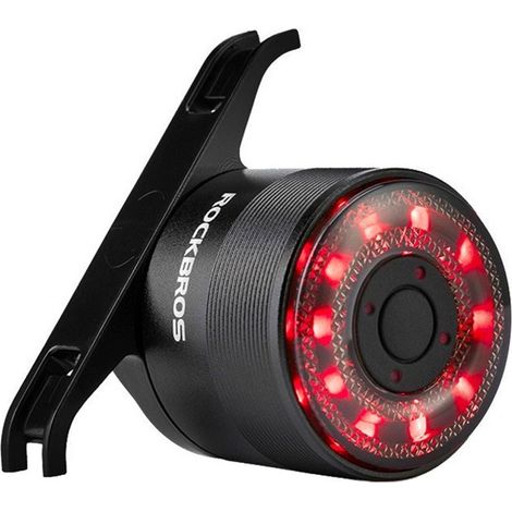 Feu arrière de vélo Q1, stroboscope LED 7 couleurs + câble USB-C/USB-A - Noir