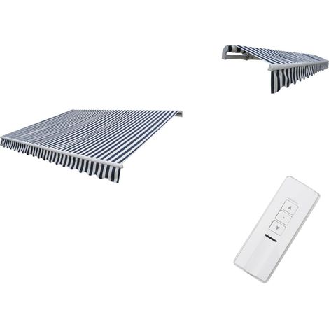 Gelenkarmmarkise Motorisiert 400 cm Blau/Weiß - Markise - Gartensonnensegel - Sonnenschirm - Outdoor Dekoration - Terrassenüberdachung (1/3)