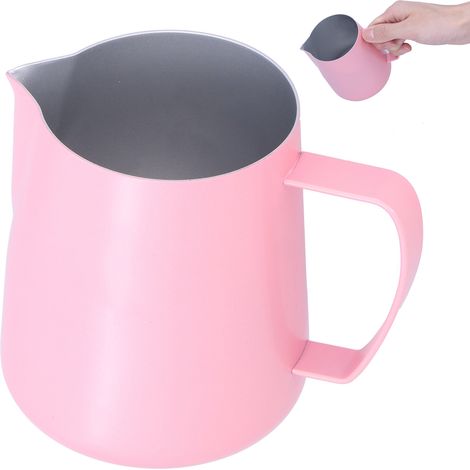 400-ml-Kaffeekanne mit Milchaufschäumfunktion und Adlerschnabel-Ausgießer für Zuhause oder Café, Rosa (1/5)