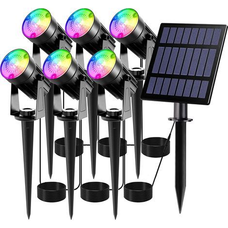 Lampe Solaire Extérieures Jardin, 6 EN 1 Lumière Solaire Exterieur Puissante, 6 Couleurs 2 Modes Spot Solaire Exterieur, Eclairage Extérieur Solaire pour Jardin, Terrasses, Chemin (Couleur) (1/5)