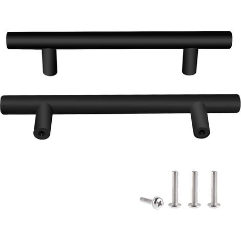 2 Unités En Noir acier inoxydable Boutons De Porte Tirer La Poignée De Meubles avec Vis pour Tiroir Meuble Cuisine Cuisine Home Decorating, Trou à Trou Centre Distance 128 mm