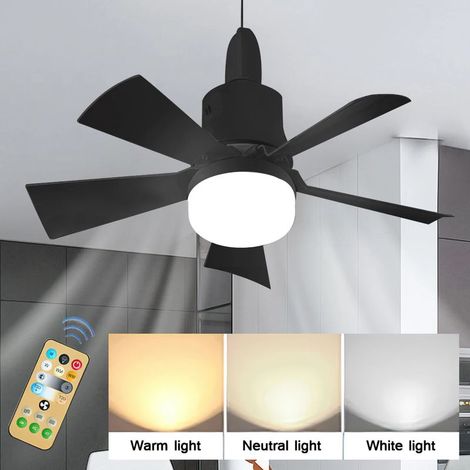 Ventilateur de plafond silencieux avec télécommande – 5 pales – 3 vitesses – E26 – Lumière blanche/neutre/chaude – Installation facile (1/5)