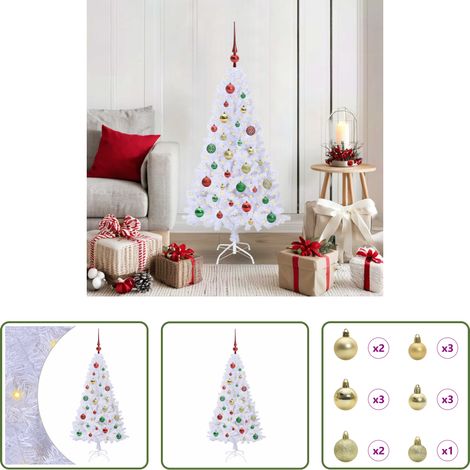 LED-Beleuchtung -  Künstlicher Weihnachtsbaum Weiß 120 cm PVC und Stahl