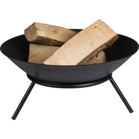 Perel – Brasero en fonte rond Ø56 cm – Support 3 pieds stable – Hauteur 26 cm – Chauffage extérieur pour bois et charbon – Foyer noir pour terrasse (1/10)