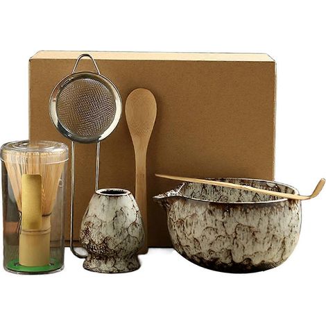 6-teiliges japanisches Matcha-Teeset für Teeliebhaber (weiß) (1/5)