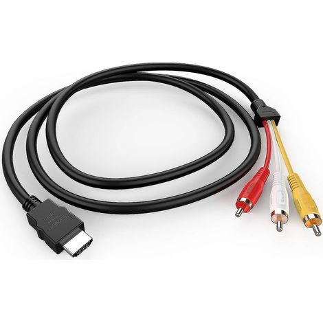 Câble HDMI vers RCA 1080p 1,5m, adaptateur HDMI mâle vers 3 RCA vidéo audio AV, connecteur transmetteur, compatible TV et projecteur (1/5)