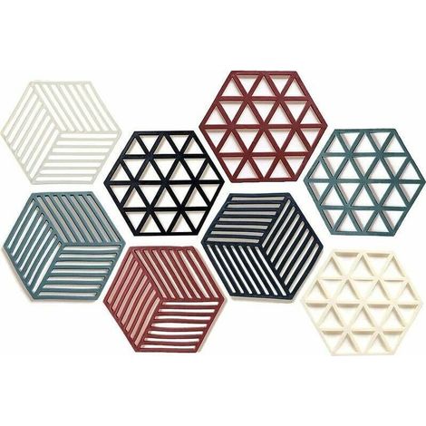 8 Pcs Dessous de Tapis Silicone, Dessous Plat Silicone, Repose Plat Silicone, Dessous de Verre Hot Pads pour Cuisine Tampons Chauds en Silicone Plat de Dessous Coaster Tapis (1/5)