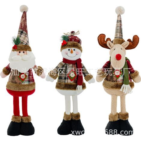 Bambola di Natale, vecchietto retrattile, pupazzo di neve, decorazioni con renne, pupazzo di neve atmosferico -Crezuo