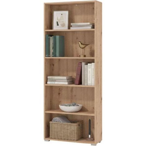 Bücherregal Urgnano, Bibliothek 4 Regale, Bodeninstallation, Holzstruktur Eiche Knoten, 70x24,5x176,5h cm Eiche Knoten Braun