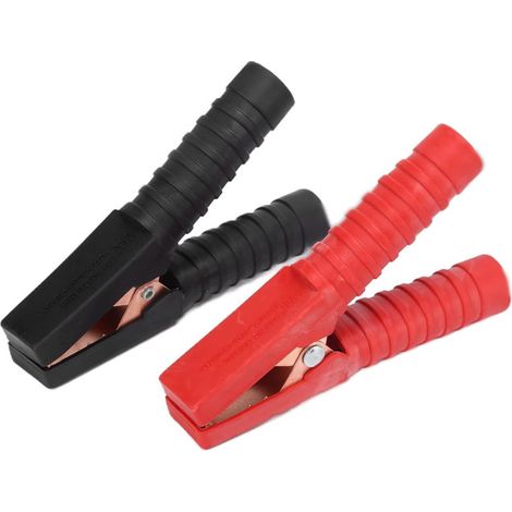 Set mit 2 isolierten Batterieklemmen (Krokodilklemmen) mit Gummibeschichtung, 300 A, rot/schwarz