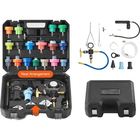 Kit de testeur de pression de radiateur, pompe manuelle, adaptateurs en métal, Noir (1/2)