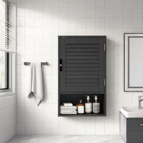 Meuble de salle de bain nero en MDF 40 x 20 x 60 cm (1/5)