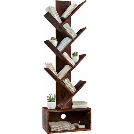 Libreria ad albero a 6 ripiani con vano portaoggetti chiuso