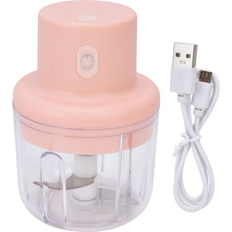 Mini hachoir 250 ml, chargement sans fil, moteur 45 W, rose, électrique, étanche, USB, pour la cuisine