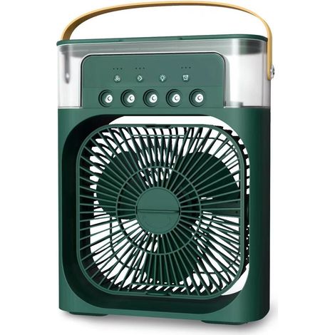 Ventilateur Brumisateur USB de Bureau 185x80x250mm, Mini Climatiseur Personnel avec Humidificateur et 5 Vitesses, Refroidisseur d'Air Portable Silencieux pour Maison et Bureau, Vert