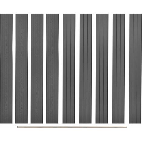 Panneaux de clôture de remplacement 9 pcs WPC 170cm Gris (1/4)