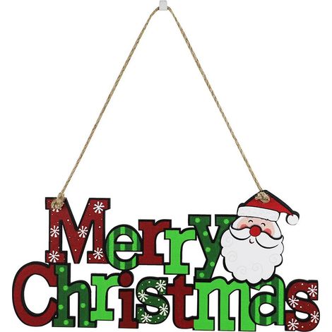 Panneau en bois famille Noël Père Noël Bonhomme de neige décoration murale porte maison suspension joyeux Noël ornement (1/5)