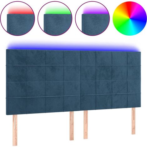 Tête de lit,Panneau décoratif à LED Bleu foncé 180x5x118/128 cm Velours CFW3146606 (1/5)