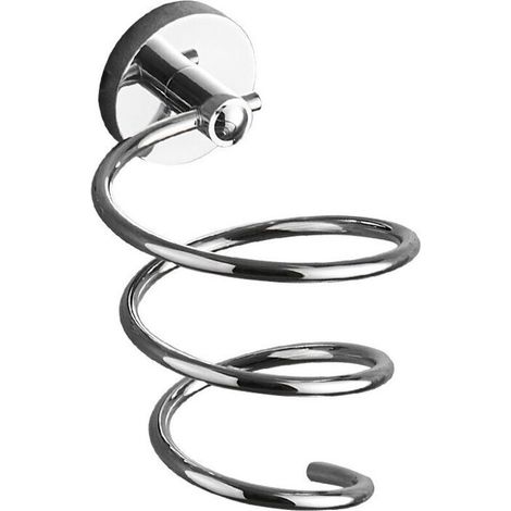 Wall Mounted Hair Dryer Holder (Stainless Steel Color), Stainless Steel Hair Dryer Holder, Chrome Bathroom Cord Holder (1/4)