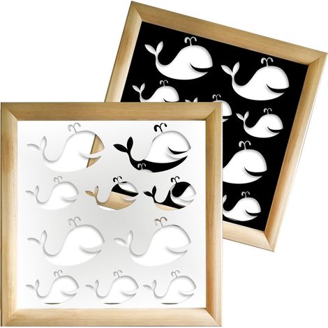 WHALE - Modules décoratifs en bois et PVC - Couleur : blanc - Dimension : 48x48 cm